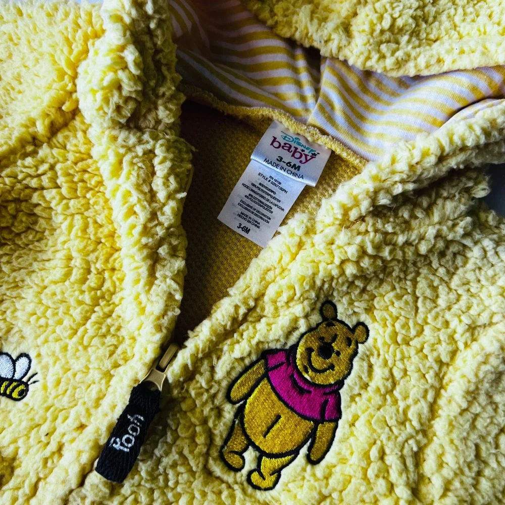 Disney Baby Winnie the Pooh Sherpa‎ Suit 3-6M Hooded Bear Ears Cozy